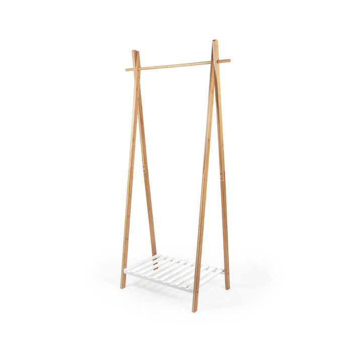Portant en bois avec étagère blanche "Nagano" 1 Compactor