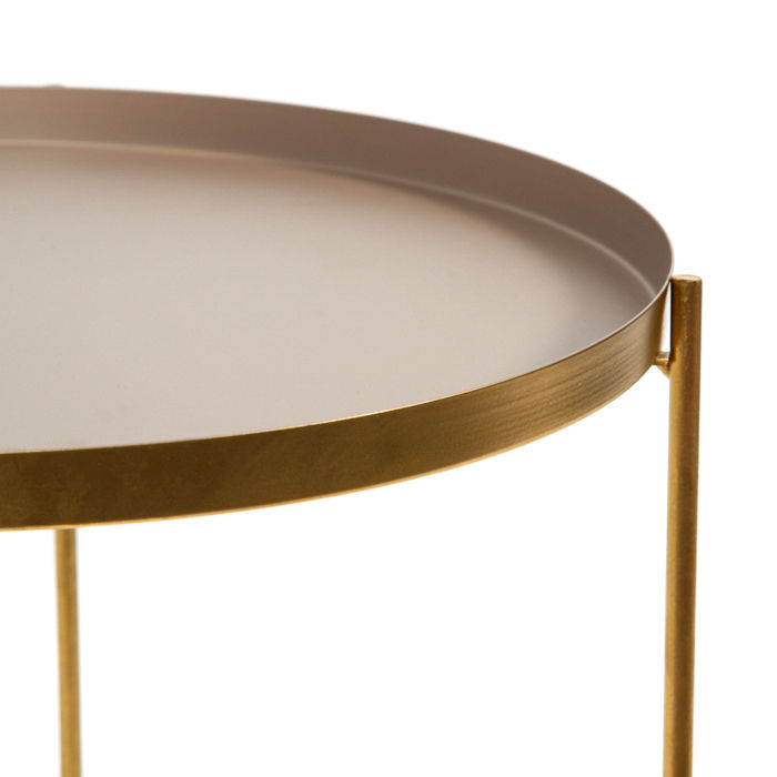 Table d'appoint ronde taupe et métal doré "Elisa" 2 Compactor