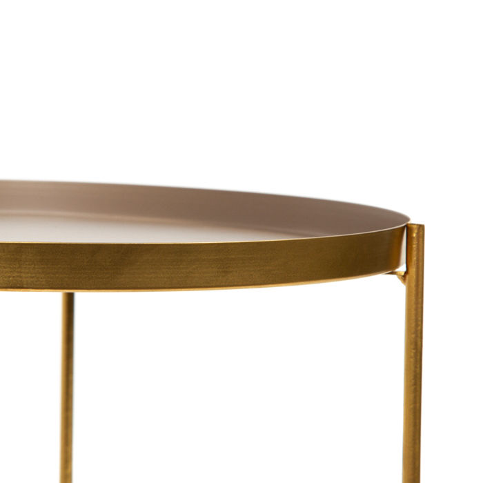 Table d'appoint ronde taupe et métal doré "Elisa" 3 Compactor