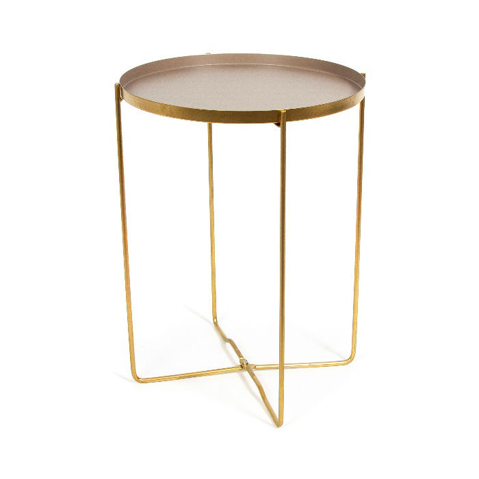 Table d'appoint ronde taupe et métal doré "Elisa" 1 Compactor