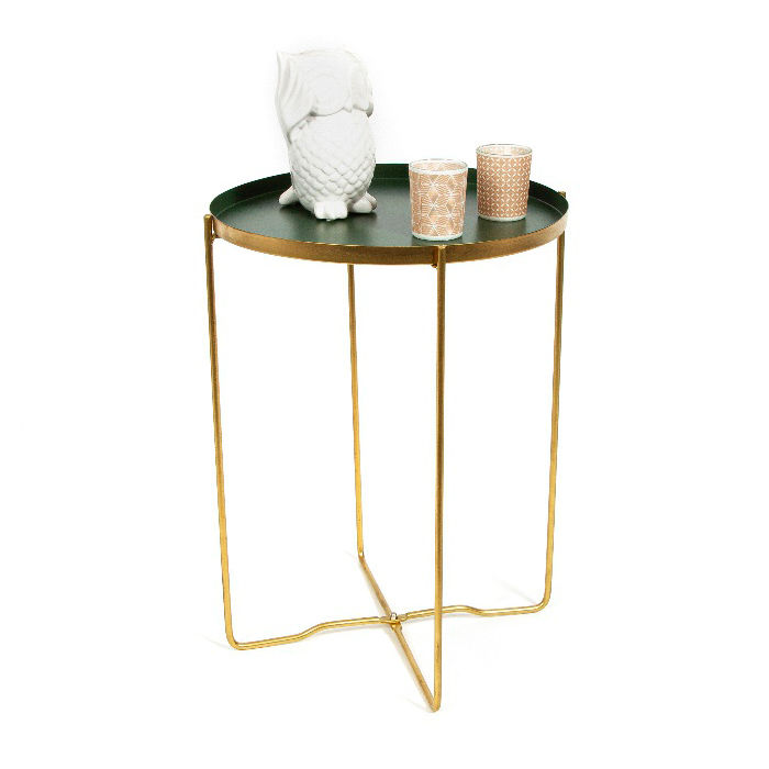 Table d'appoint ronde verte et métal doré "Elisa" 4 Compactor
