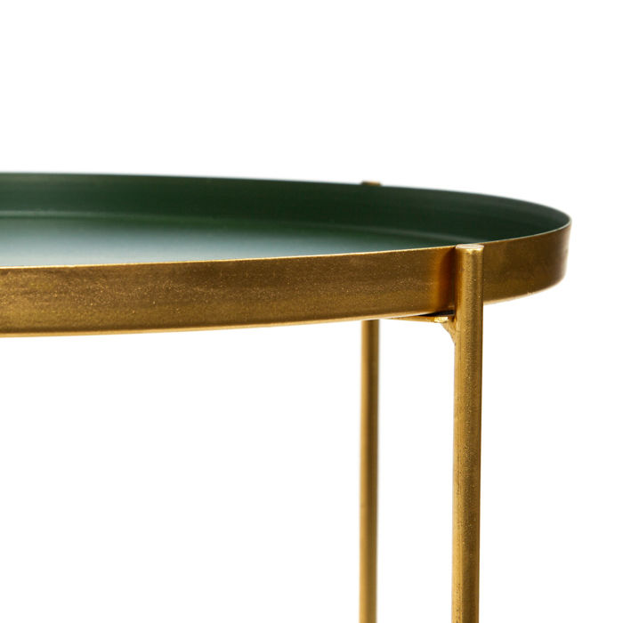 Table d'appoint ronde verte et métal doré "Elisa" 3 Compactor