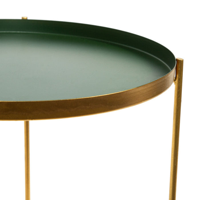 Table d'appoint ronde verte et métal doré "Elisa" 2 Compactor
