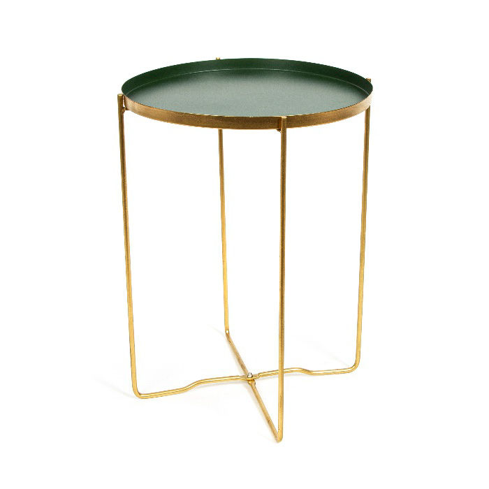 Table d'appoint ronde verte et métal doré "Elisa" 1 Compactor