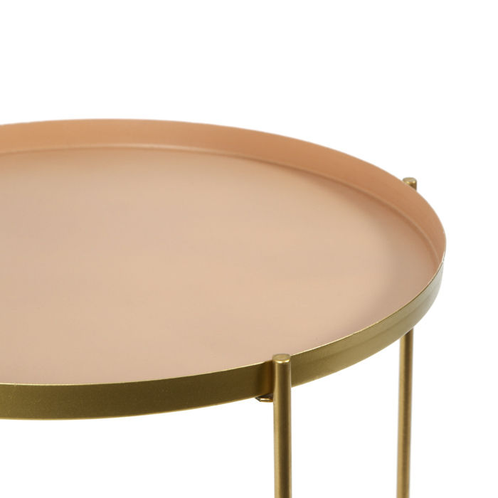 Table d'appoint ronde rose et métal doré "Elisa" 2 Compactor