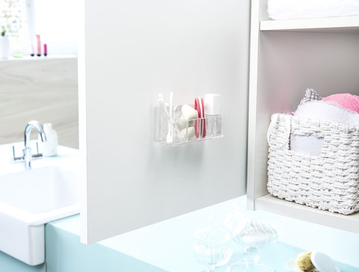 Rangement mural auto-adhésif pour maquillage 4 compartiments "Vision" 5 Compactor