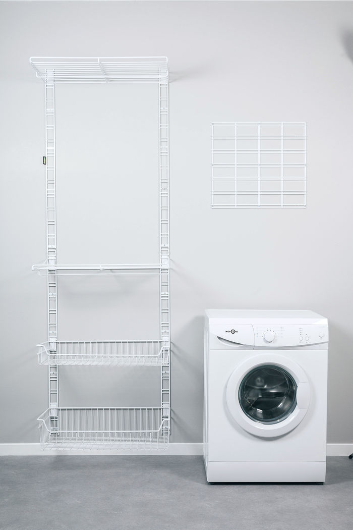 Kit de rangements muraux buanderie blancs sur crémaillères "Walltech" 2 Compactor