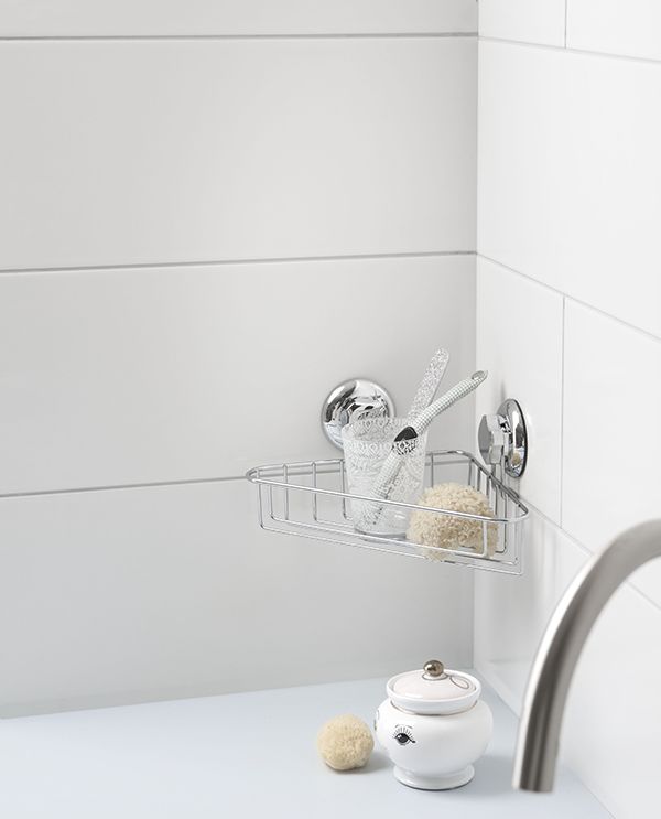 Etagère d’angle à ventouses argent "Bestlock" 2 Compactor