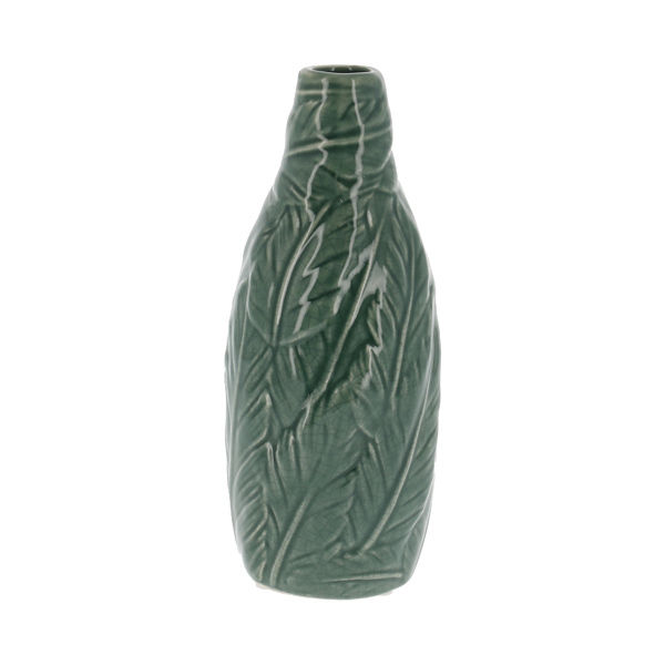 Vase vert motif feuilles
