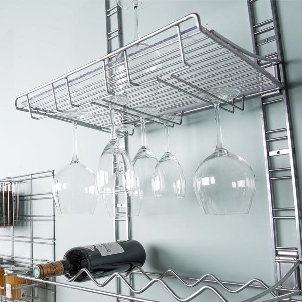 Étagère de rangement mural pour verres argent "Walltech" 5 Compactor