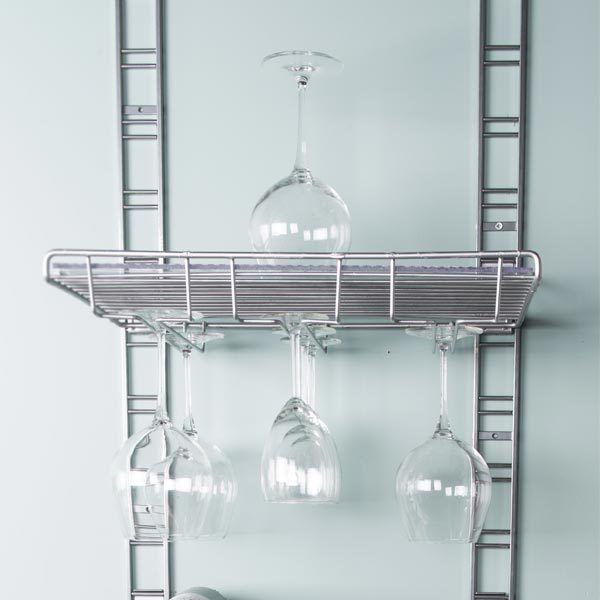 Étagère de rangement mural pour verres argent "Walltech" 6 Compactor