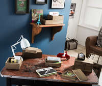 Petite boite de rangement rectangulaire à couvercle en bois "Vintage"