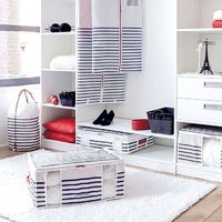 Housse de rangement dessous de lit bleue et blanche "Marinière"
