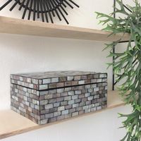 Boîte rectangulaire nacrée "Haïphong" grise