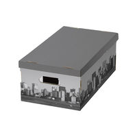 Lot de 2 boites de rangement rectangulaires grises "New York"