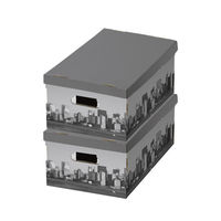 Lot de 2 boites de rangement rectangulaires grises "New York"