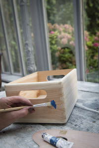 Casier de rangement rectangulaire en pin naturel "Box" S