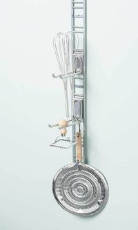 Crochet de rangement mural double argent "Walltech" grand modèle