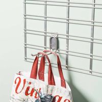 Crochet de rangement mural double argent "Walltech" grand modèle