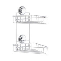 Etagère d’angle double à ventouses argent "Bestlock"