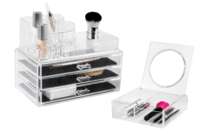 Lot coffret de rangement maquillage avec miroir transparent "Romy"