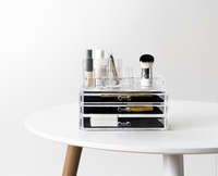 Coffret de rangement maquillage et bijoux 3 tiroirs transparent