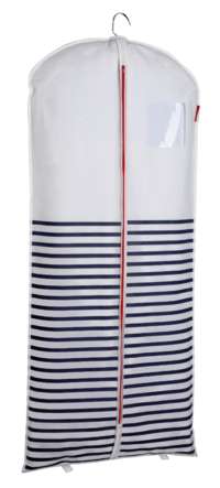 Housse longue pour vêtements bleue et blanche "Marinière"