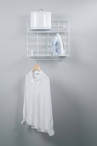 Kit de 2 étagères murales blanches sur grille buanderie "Walltech"