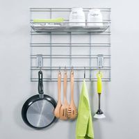 Kit de rangements muraux argent sur grille Walltech