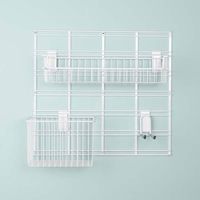 Kit de rangements muraux blancs sur grille Walltech