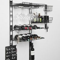 Kit de rangements muraux noirs pour bouteilles et verres "Walltech"