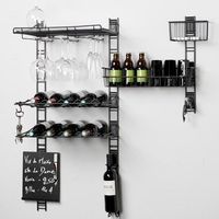 Kit de rangements muraux noirs pour bouteilles et verres "Walltech"