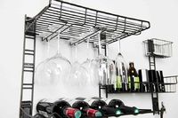 Kit de rangements muraux noirs pour bouteilles et verres "Walltech"