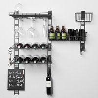 Kit de rangements muraux noirs pour bouteilles et verres "Walltech"