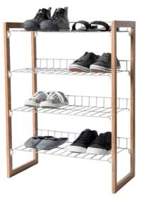Étagère range-chaussures 4 niveaux en bois "Preppy"