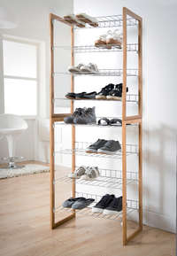 Étagère range-chaussures 4 niveaux en bois "Preppy"