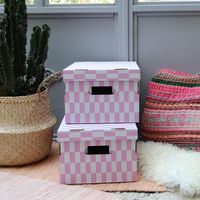 Lot de 2 boîtes «Check» coloris rose