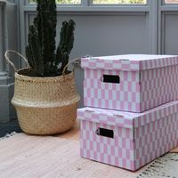 Lot de 2 boîtes «Check» coloris rose