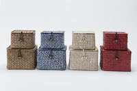 Lot de 2 boites de rangement rectangulaires beiges "Trésors"