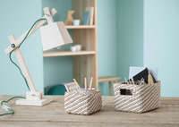 Lot de 2 paniers de rangement beiges et blancs "Lisou"