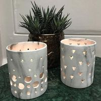 Lot de 2 photophores façon marbre