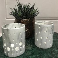 Lot de 2 photophores façon marbre