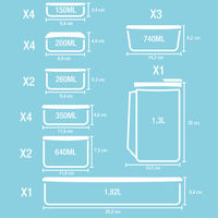 Lot de 21 boîtes alimentaires