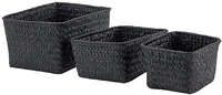 Lot de 3 paniers de rangement noires "Kawai"