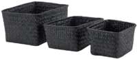 Lot de 3 paniers de rangement noires "Kawai"