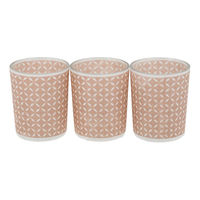 Lot de 3 photophores rose poudré et blanc