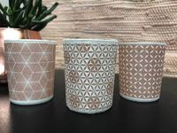 Lot de 3 photophores rose poudré et blanc