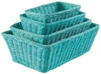 Lot de 4 paniers de rangement bleu turquoise "Saga"