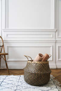 Panier de rangement naturel et noir "Belly" L