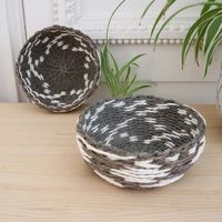 Panier rond "Yala" gris/blanc